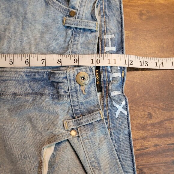 Helix Jeans Mens 34x32 Loose Straight N56 Ripped Medium Light Wash Cotton Denim - Picture 8 of 10